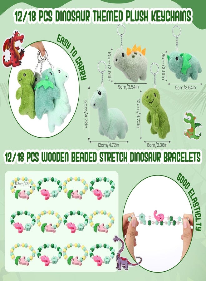 Remuuly 100 Pcs 16 Sets Dinosaur Party Favor Mini Dinosaur Stuffed Animals Bulk Plush Keychains Bracelet Gift Box Sticker for Adopt an Animals Favors Birthday Goodie Bag Supplies Fillers Stuffers - Image 2